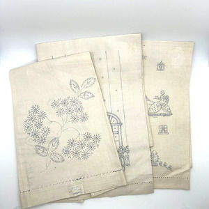 Vintage Linen‎ Napkins for Embroidery Craft Cream Color  Lot of 3 NOS